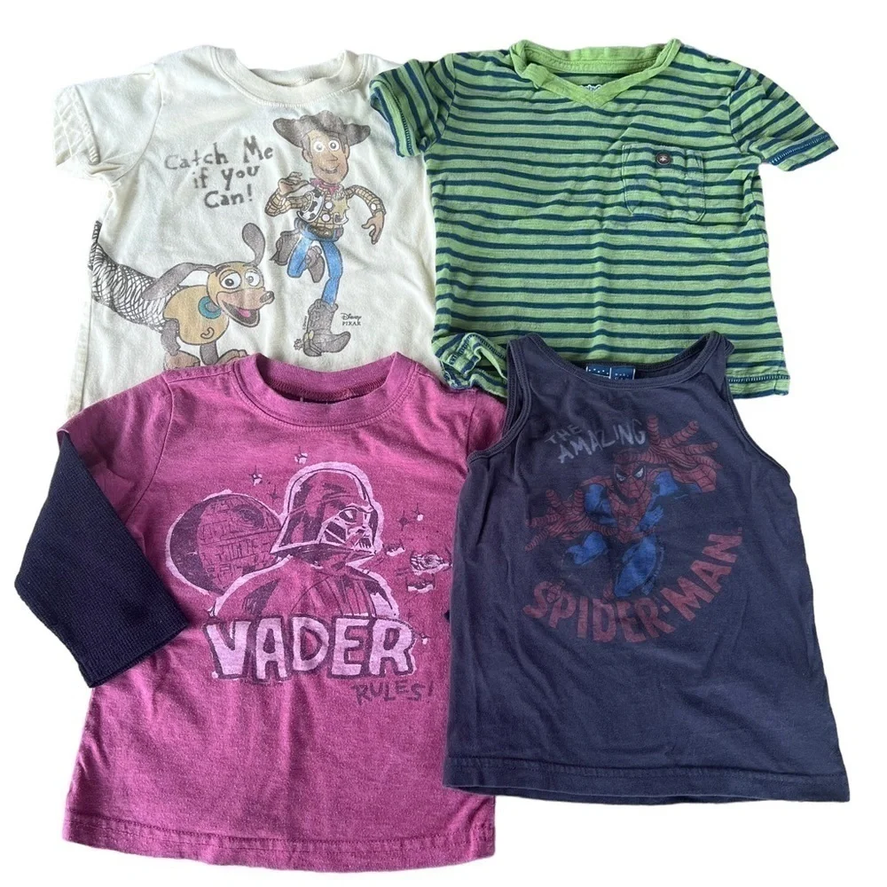 Baby Gap Boy’s 7 Piece Shirt Bundle 12-24 Mo Spiderman Darth Vader Toy Story GUC